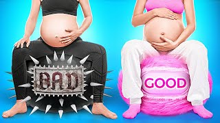 PARENTING HACKS & TRICKS || Bad vs Good Pregnant Twins | Rich vs Poor Parents! Cool Ideas by 123 GO! screenshot 2