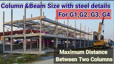 |Maximum Distance Between Two Columns|Column &Beam Size with steel details for G1,G2, G3, G4