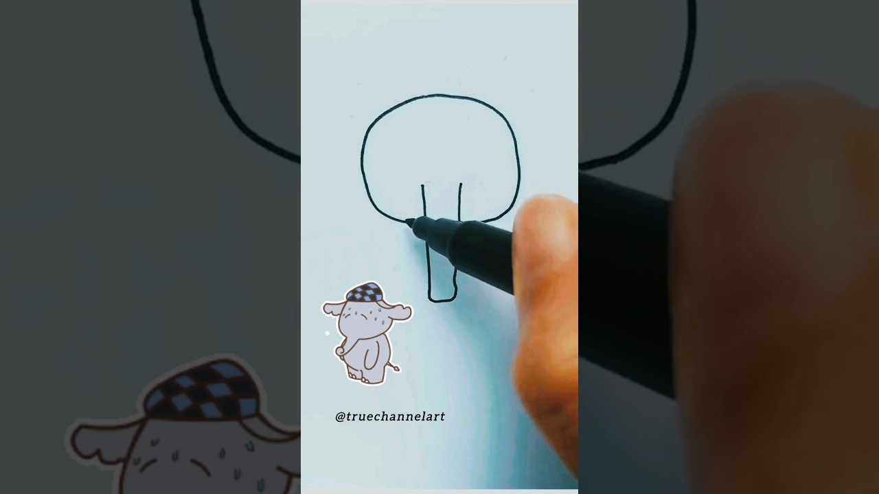 Easy elephant drawing🐘