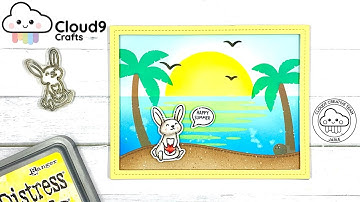 Summer Themed Card With A Stenciled Background (Cloud9 Crafts)