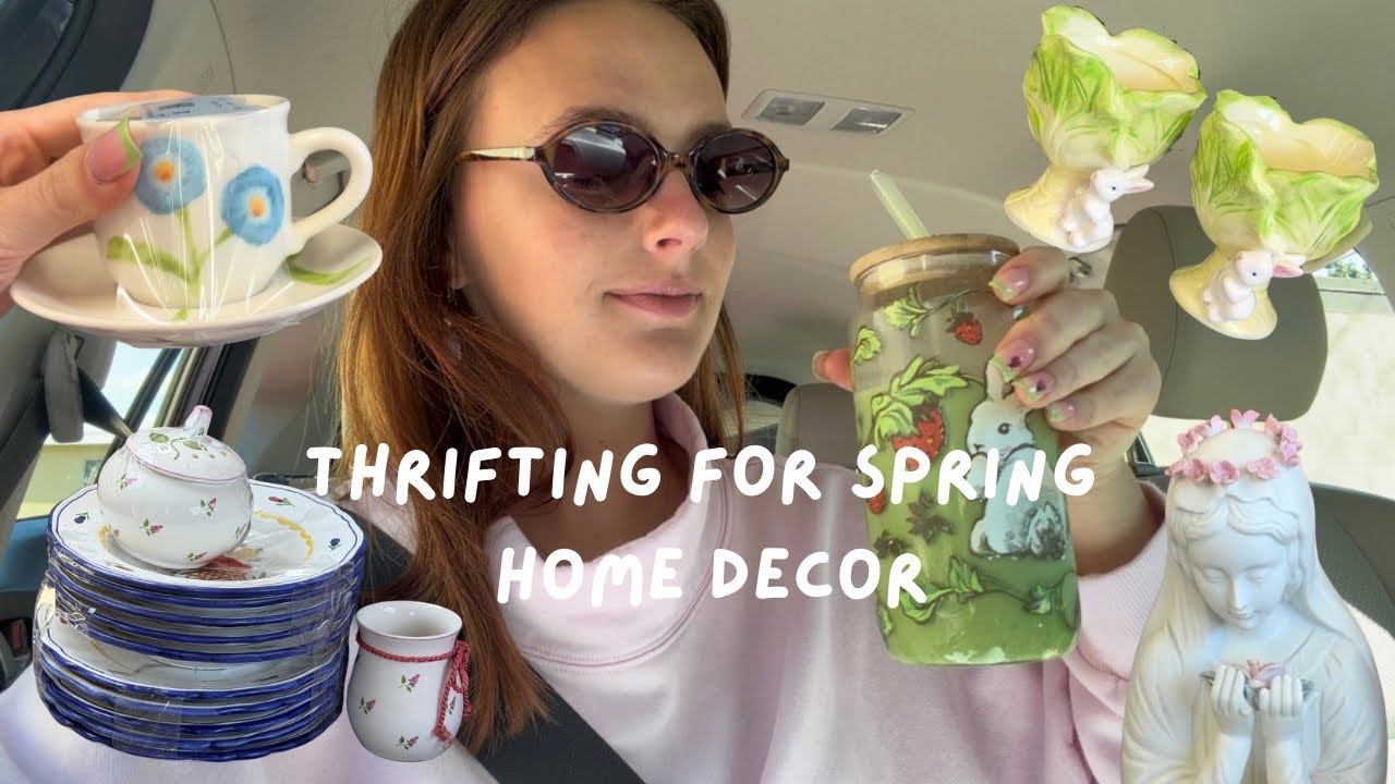 a beautiful spring thrift day🌷 thrifting for cottage spring home decor ...