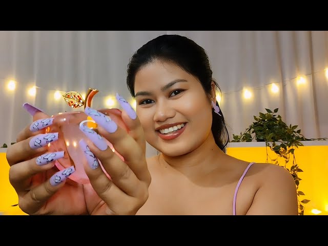 ASMR | Tingly Tapping, Scratching and Tracing💜 (Long nails & Whispering)