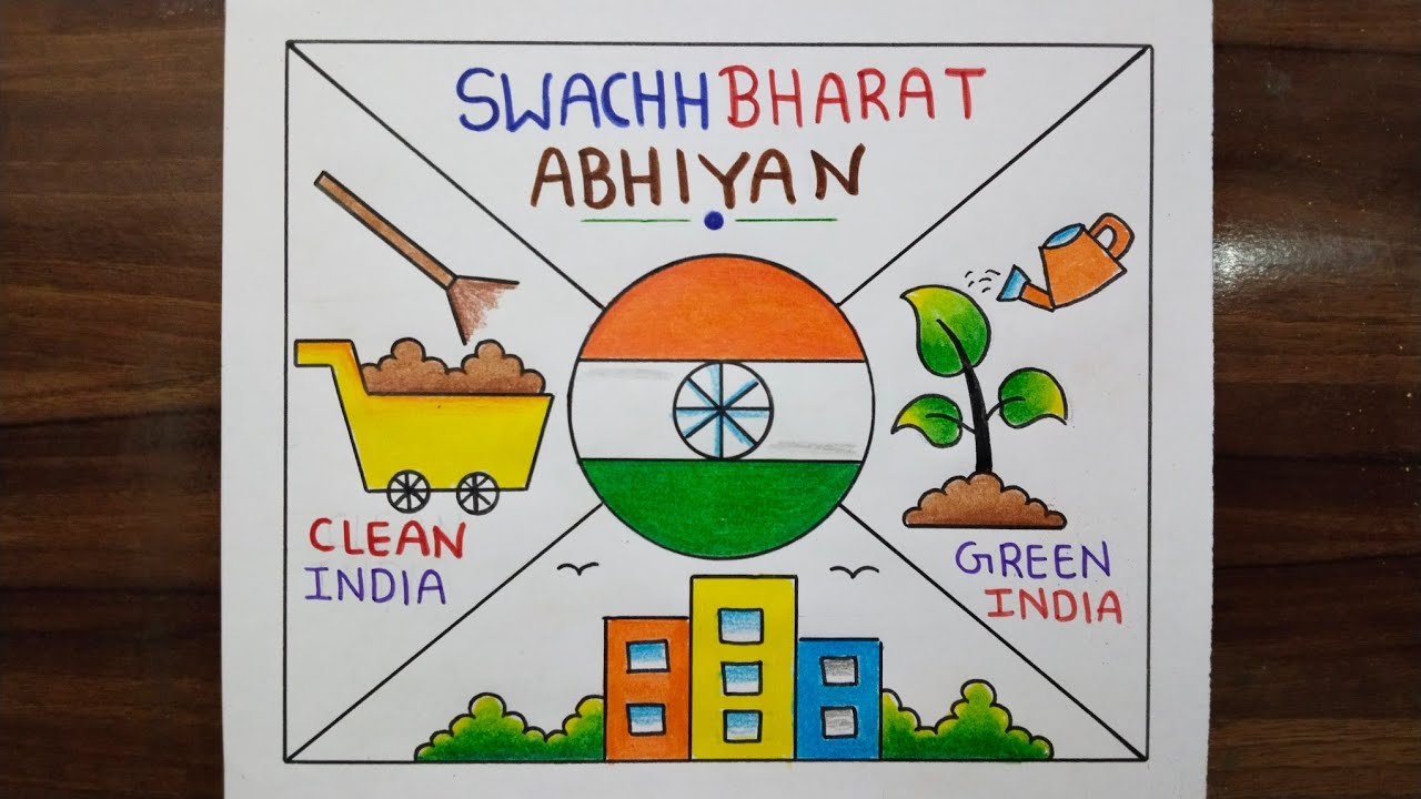 Swachh Bharat Abhiyan Poster Drawing / Clean India Green India Poster Drawing  Easy / Swachh Bharat - YouTube