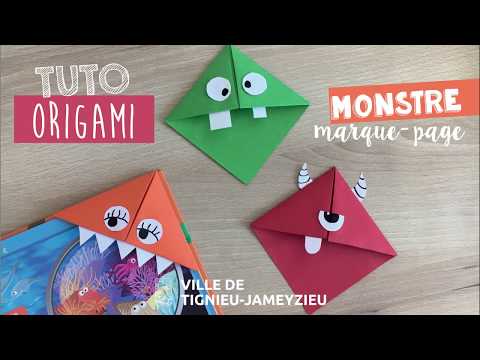 tuto marque-page monstre origami de la mjCentre Social de Tignieu-Jameyzieu