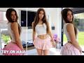 PINK MINI SKIRTS TRY ON HAUL | Lauren Alexis