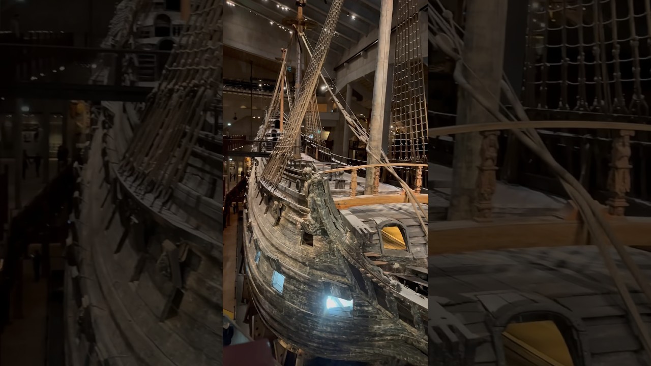 Salvaged Viking ship in Swedish museum