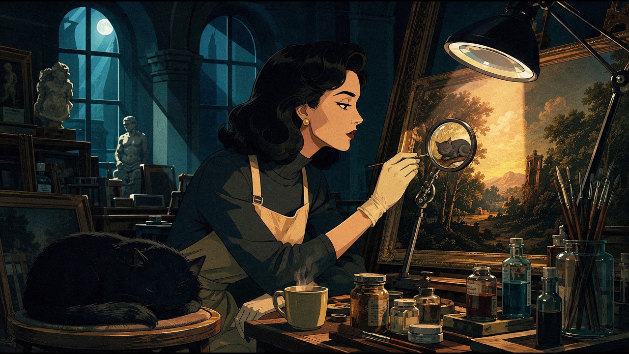 🎨 Restoring a Masterpiece in a Midnight Art Studio – Lo-fi Jazz for Relax & Study