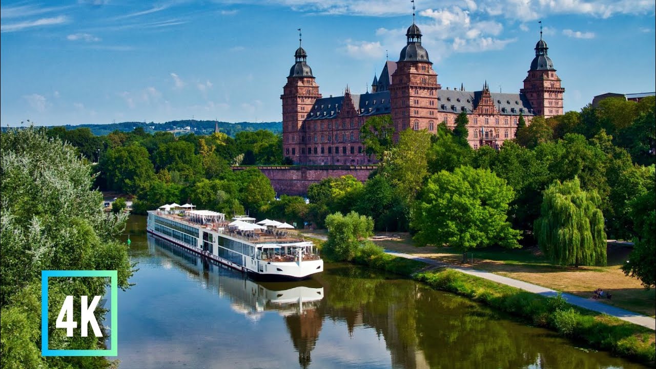 Aschaffenburg,Germany 🇩🇪| Walking Tour 4K 60fps UHD | August 2023 live Sound