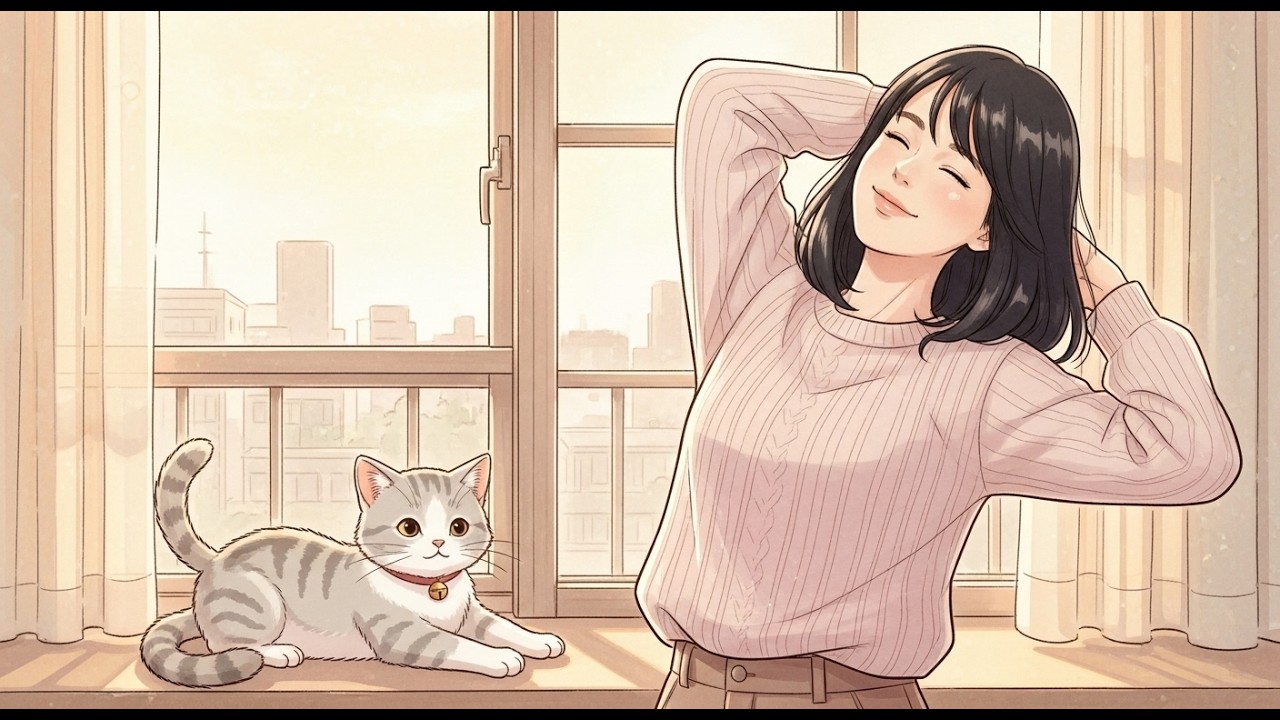 From Morning to Night Working from Home | Meetings, Meals & Quiet Living | Ghibli-Style Video