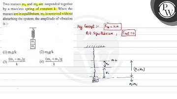Two masses \( m_{1} \) and \( m_{2} \) are suspended together by a massless spring of constant \...