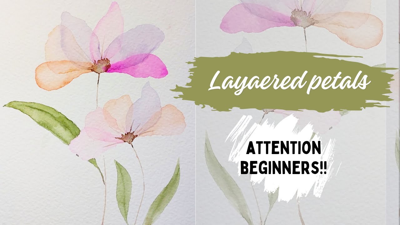 Easy technique Layered flowers watercolor painting | transparent petals ...