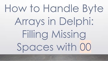 How to Handle Byte Arrays in Delphi: Filling Missing Spaces with 00