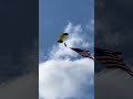 U.S. Navy Parachute Team With American Flag At Kauffman Stadium