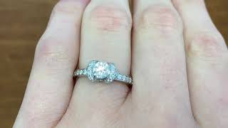 0.45ct Center Round Brilliant Cut Diamond Tiffany Engagement Ring - Solaset Ring - Hand Video