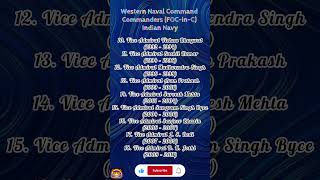 Western Naval Command Commanders (FOC-in-C) Indian Navy @arivomkutties#knowledge#learning#study