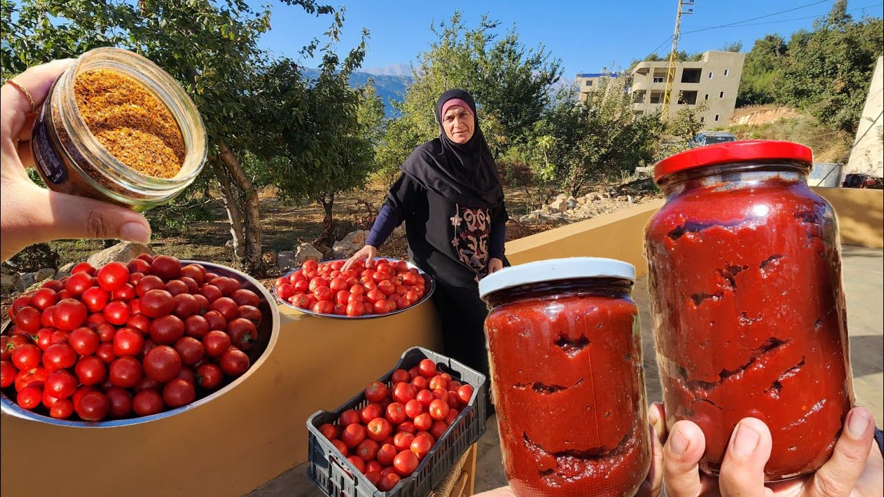دبس البندورة كما لم تشاهدوه من قبل🔥🇱🇧حتى القشور كنز ثمين!😱🔥الطريقة التراثية الأصلية🔥