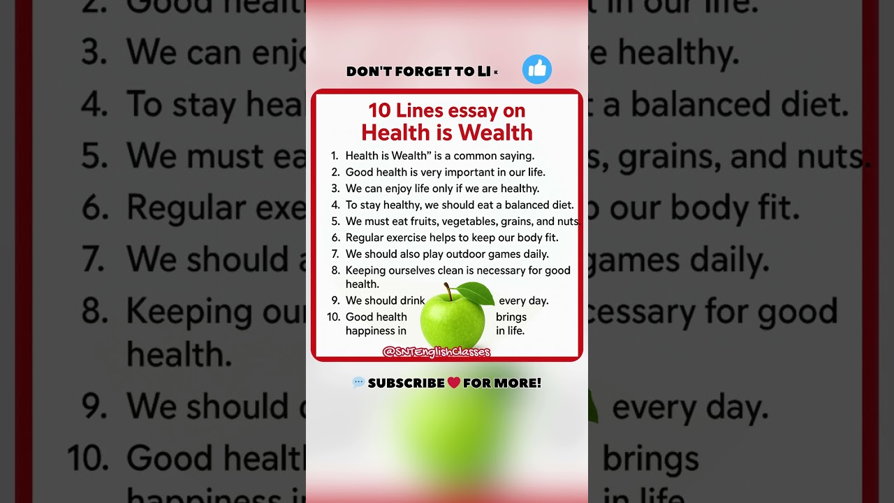 10 Lines on Health is Wealth | Health is Wealth Essay | 10 Lines Essay on Health is Wealth