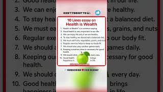 10 Lines on Health is Wealth | Health is Wealth Essay | 10 Lines Essay on Health is Wealth