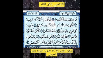 سورة المدثر آيه ٤٨ بصوت الشيخ ماهر المعيقلي