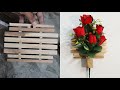 Wooden Wall Hanging Flower Stand DIY | Wall Pocket DIY | Rose Flower Hanging DIY | #rose #walldecor