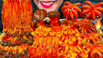 ASMR SPICY MUSHROOMS FEAST + SPICY OCTOPUS MUKBANG MASSIVE Eating Sounds thumbnail