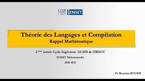 #1 Théorie des langages et Compilation - Un Rappel Mathématique