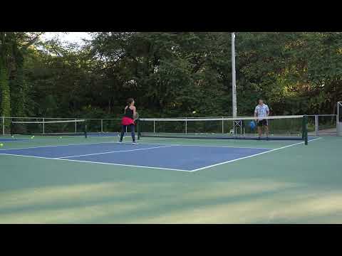 Geoff and Abigail Drill Backhand Cross Court Dinking Consistency