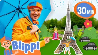 blippi says bonjour at the eiffel tower educational travel videos for kids