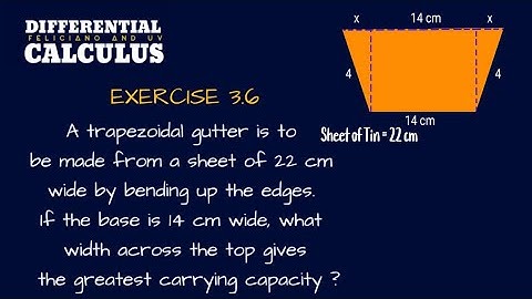 Differential Calculus (Feliciano and Uy) Exercise 3.6_Trapeziodal Gutter