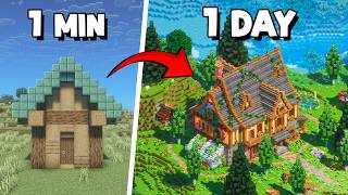 I Built a House in 1 Minute, 1 Hour, & 1 Day