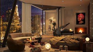 Winter Night Jazz in Cozy Apartment ️ Calm Jazz Music for Deep Sleep, Relax, Work & Study