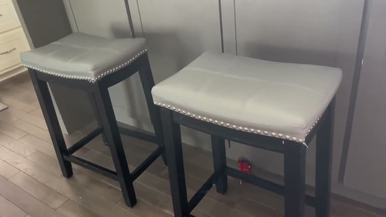 Angel Line Cambridge Bar Stools, Espresso with Gray Cushion Review