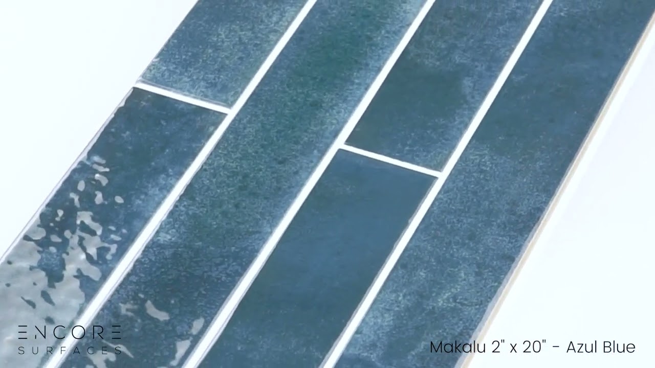 Makalu 2" x 20" Zellige Porcelain Glossy Wall Tile - Azul Blue