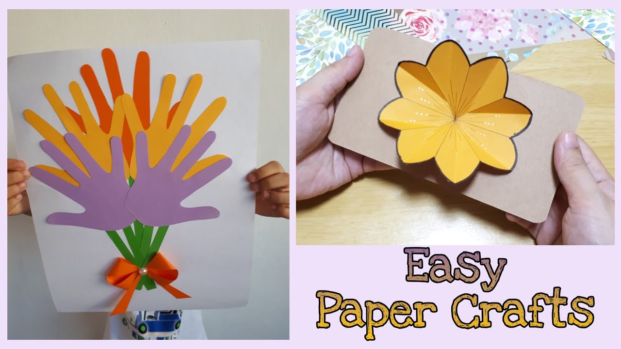 HOW TO MAKE PAPER FLOWERS FOR CARDS - Easy DIY | Handprint Flower Bouquet Craft