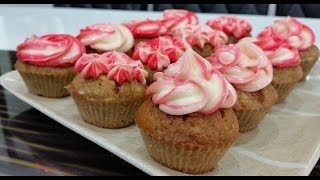 How To Make Hummingbird Cupcakes with 2 tone Cream Cheese Frosting (Banana Pineapple Cake) 香蕉黄梨蛋糕食谱