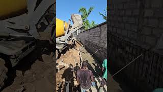 Concreting the retaining wall Part 3 #africa #ghana #construction #site #concreting #mixer #mita