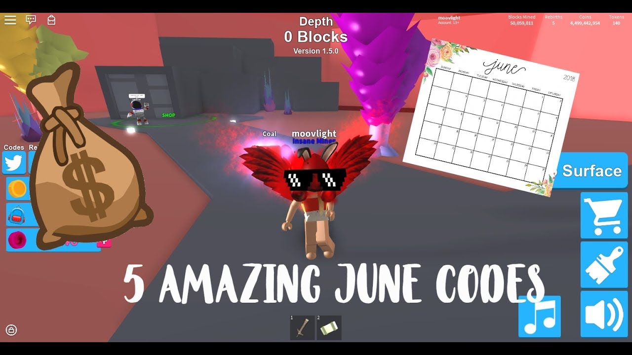 5 NEW AMAZING JUNE CODES - [ROBLOX Mining Simulator]