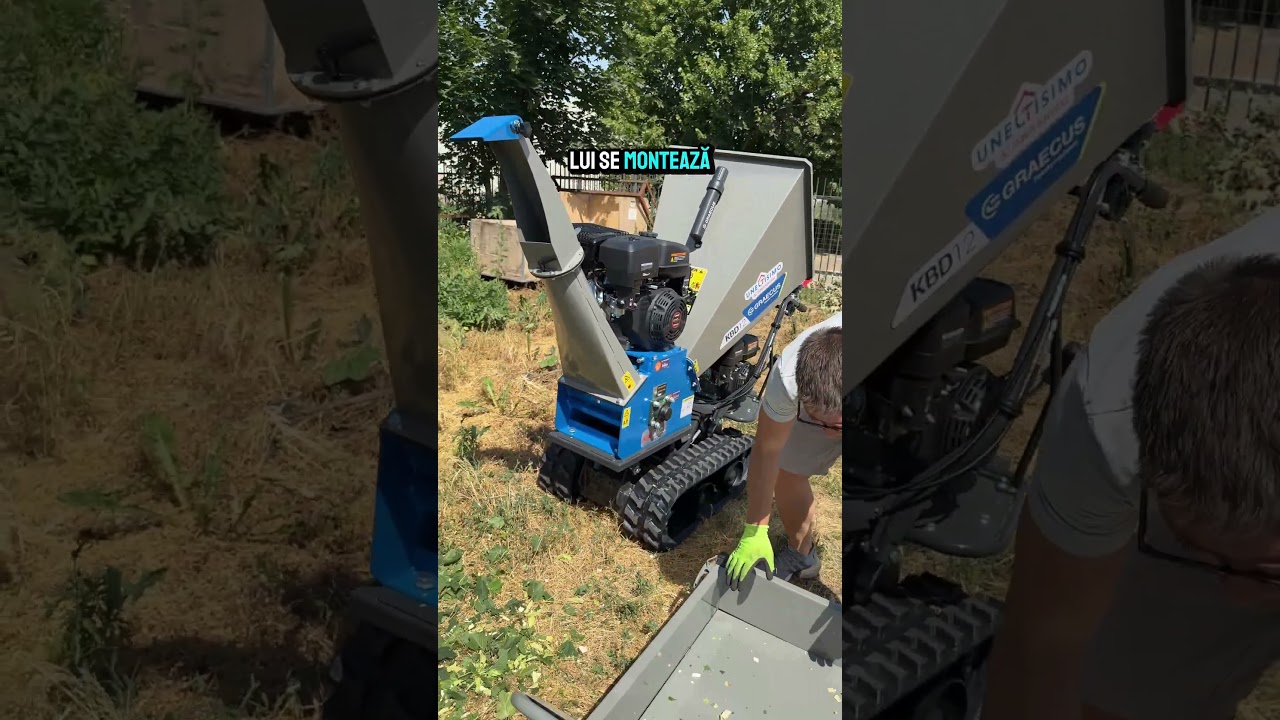 Demonstrație Tocator de crengi si resturi vegetale, 15 CP + Dumper 6.5 CP, capacitate 300kg