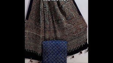 Ajrakh Handblock Printed Modal Silk Top & Dupatta with tassels 9804594021 #ajrakh #suits #ajrak