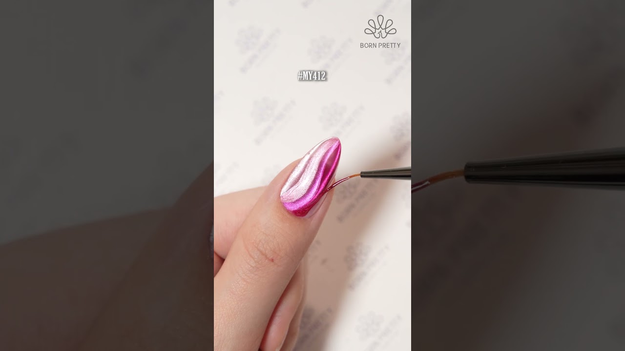 Pink Swirl Cat Eye Nail Art BORN PRETTY