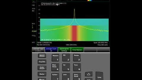 FieldFox playback spectrogram in SA mode (recorded in RTSA)