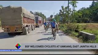 BSF WELCOMES CYCLISTS AT UMKIANG, EAST JAINTIA HILLS