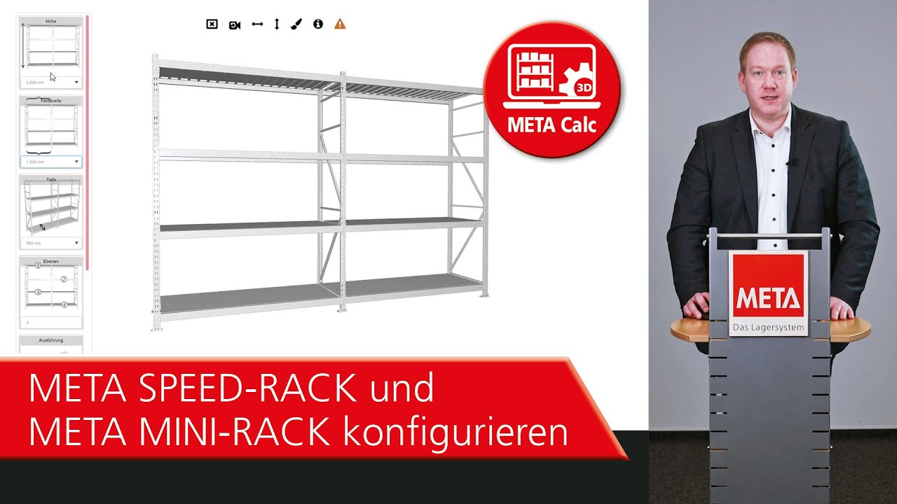 META Calc: META SPEED-RACK und MINI-RACK konfigurieren