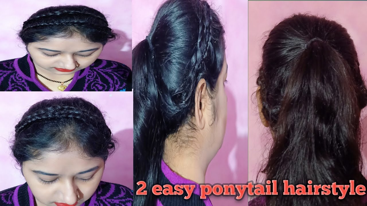 Easy ponytail hair style for college or school girls l - YouTube