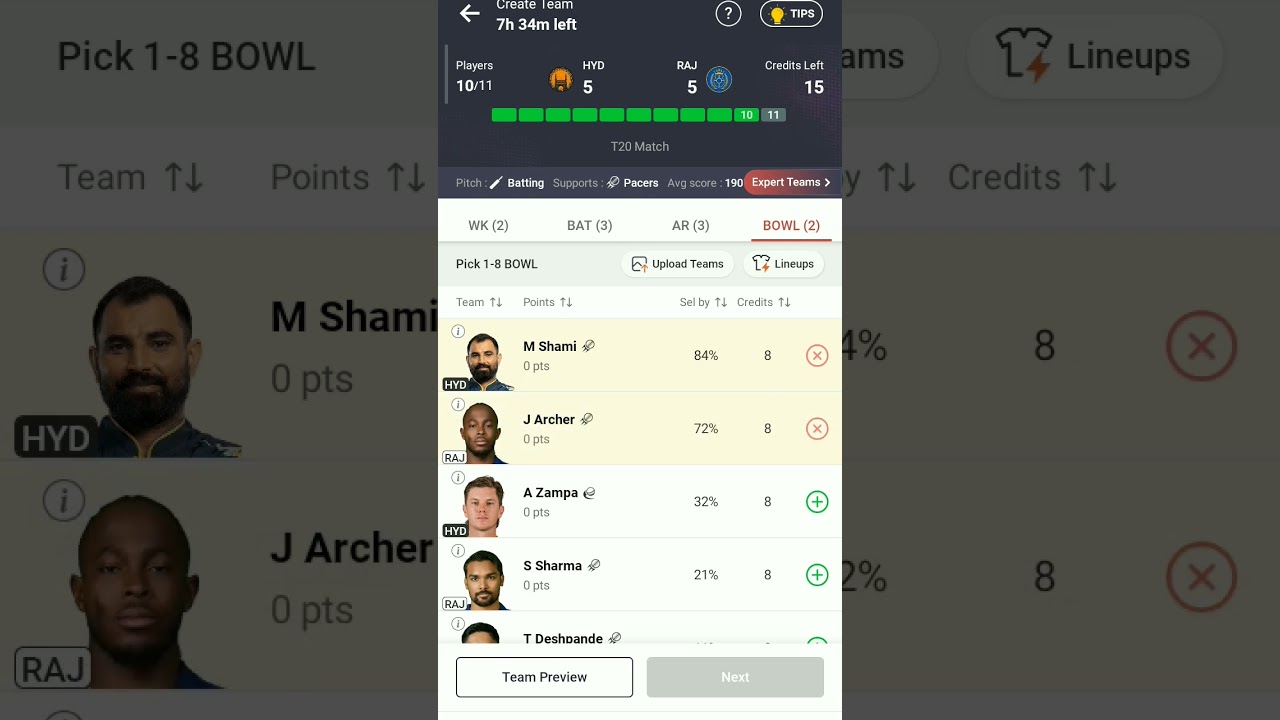 HYD VS RAJ | TATA IPL 2025 | TODAY MATCH | Hyd Vs Raj Dream11 Prediction