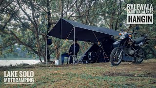 SOLO MOTOCAMPING IN THE LAKE, WINDY & RELAXING PLACE, BLACK ALTITUDE TENT, SILENT VLOG