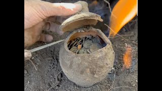 We found treasure urn full of ancient coins while metal detecting
