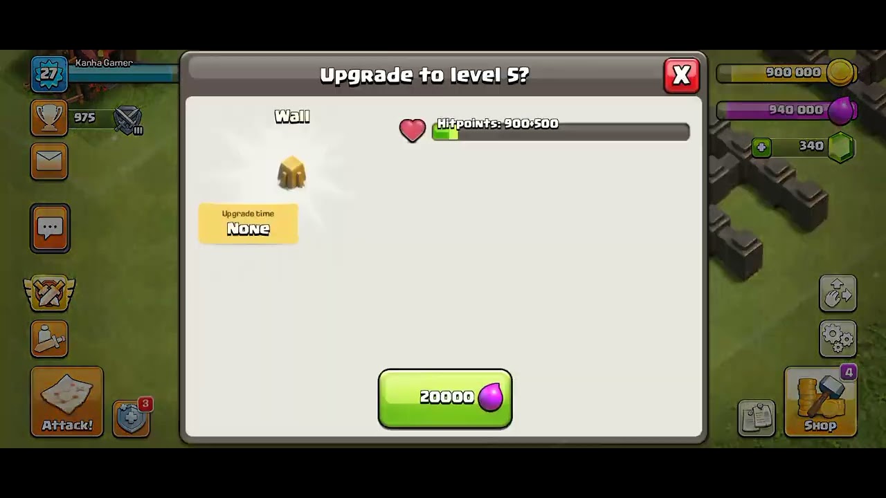 COC 20 Upgrading all walls of TH 5 YouTube