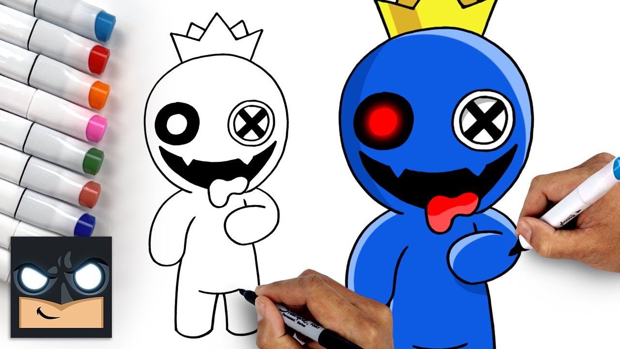 How to Draw BLUE ROBLOX RAINBOW FRIENDS 