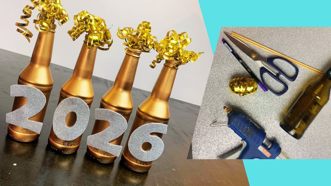 CENTRO DE MESA de Ano Novo com GARRAFAS! Ideia Incrível para 2026 🥂